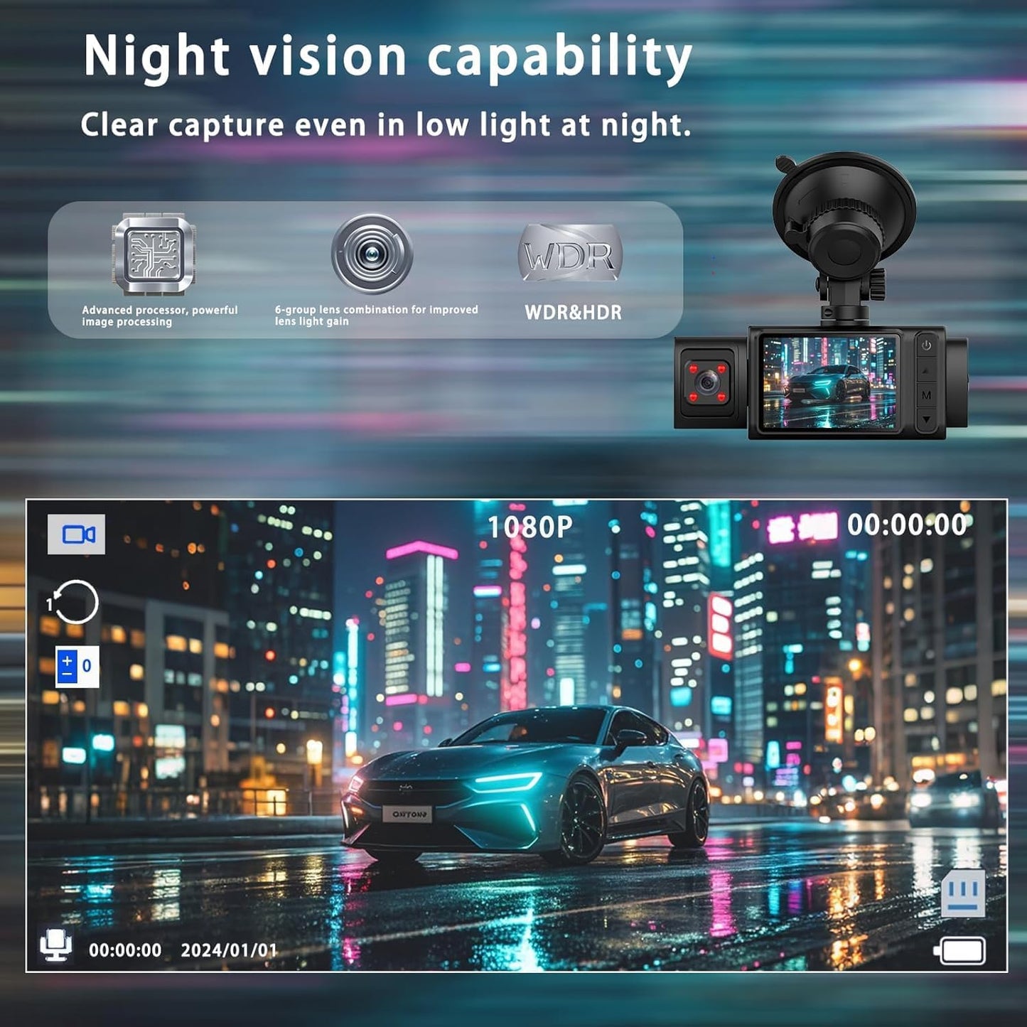 Car 3-Channel Full HD Dash Camera