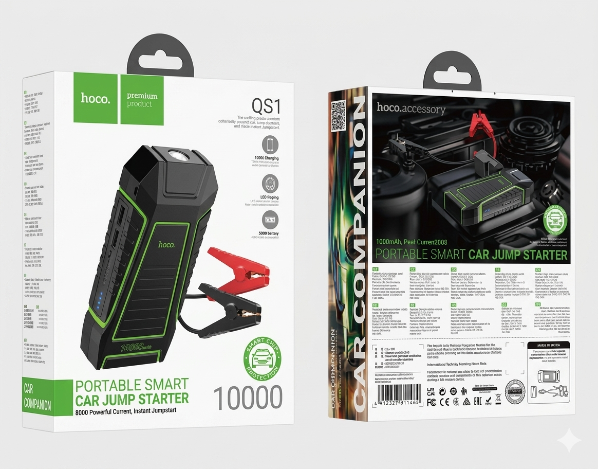 Portable Car Jump Starter — 10,000mAh Emergency Battery Booster