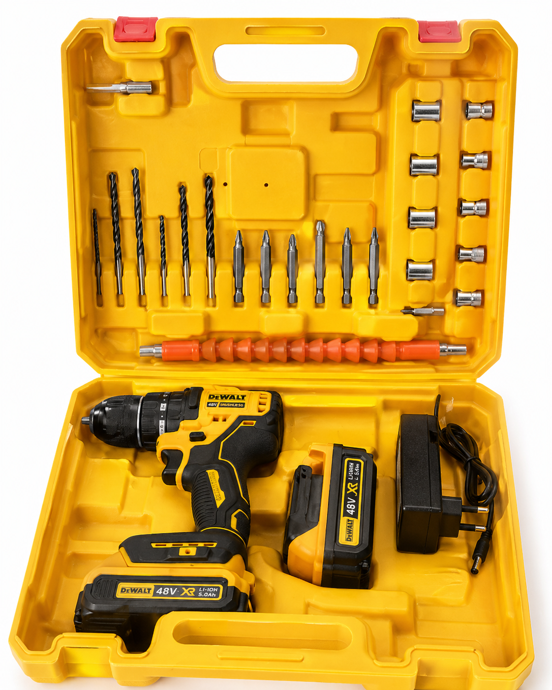 48V Cordless Hammer Drill Machine – Heavy Duty Rotary Power Full Kit Tools Set