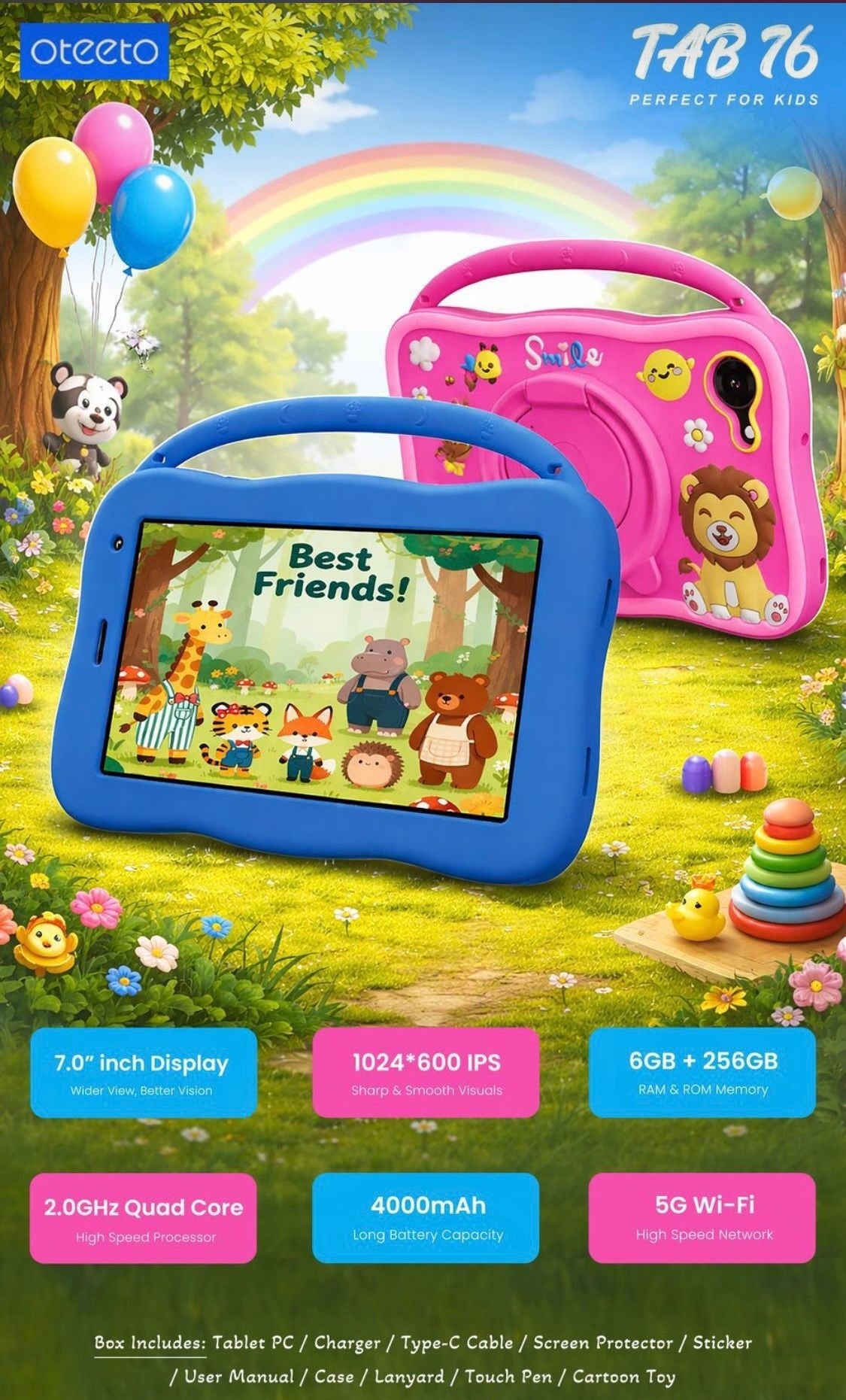 OTEETO TAB76 Android Tablet 10" — 6GB RAM, 256GB, 5G WiFi